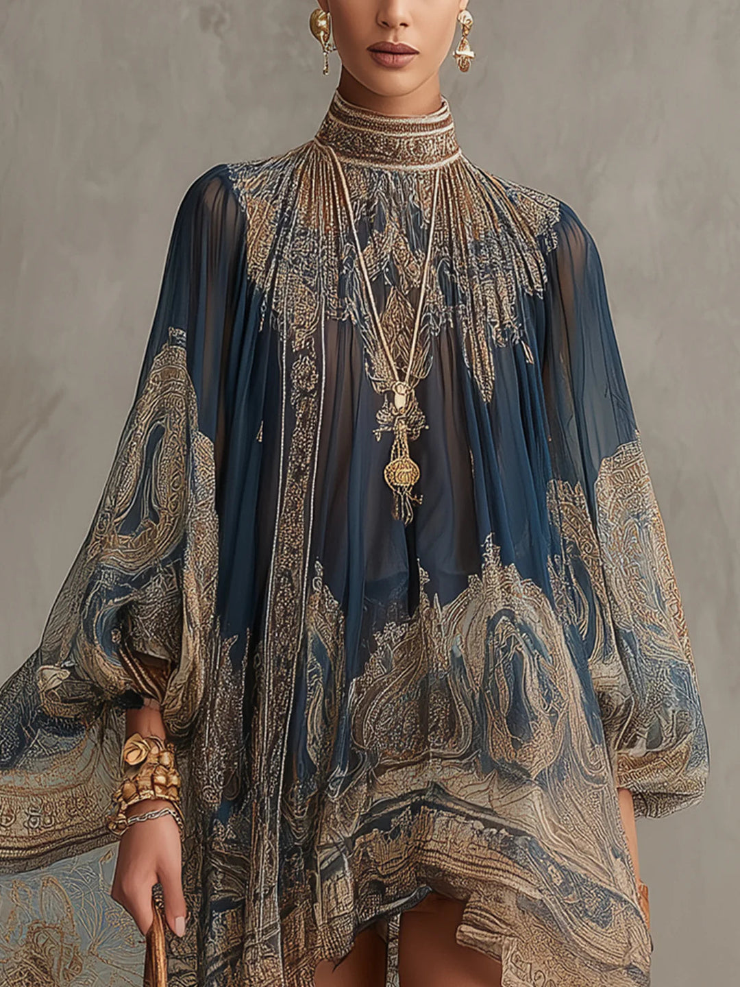 Berenice | Mini Blue Printed Dress - Helen & Olivia Manhattan