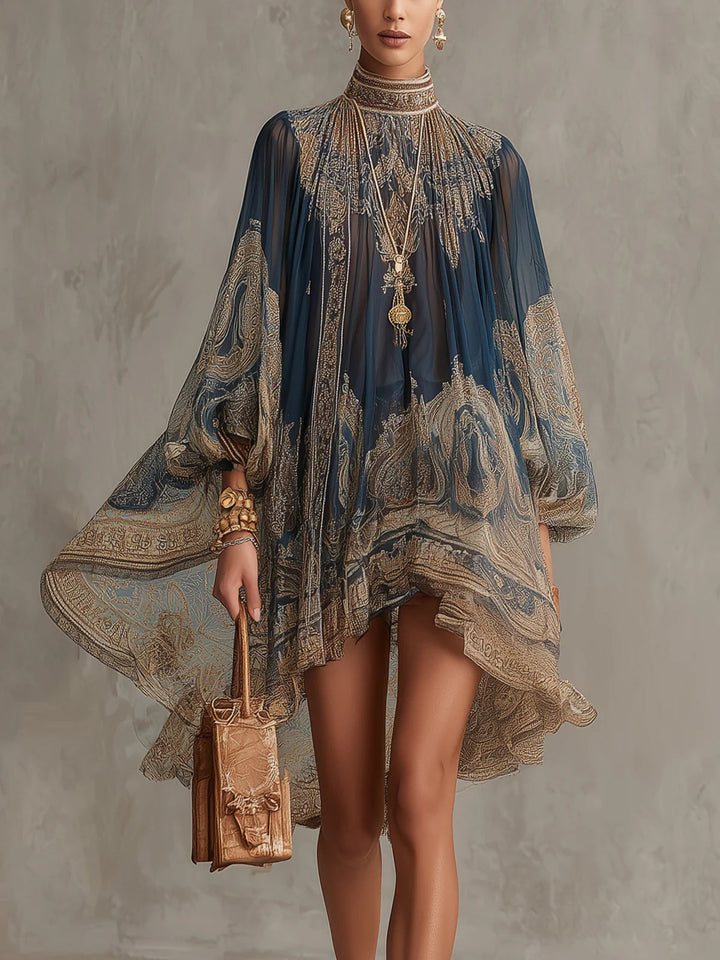 Berenice | Mini Blue Printed Dress - Helen & Olivia Manhattan