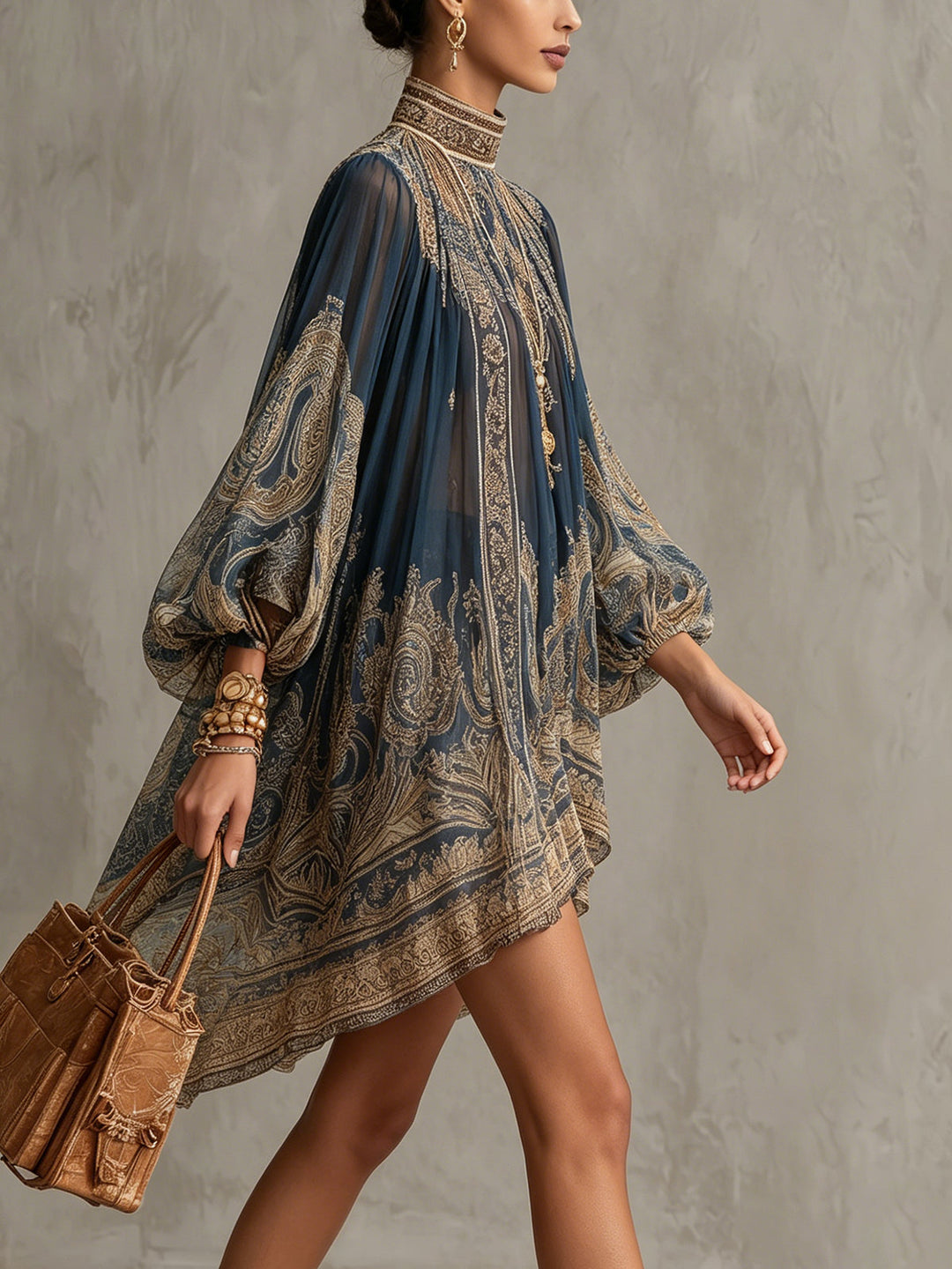 Berenice | Mini Blue Printed Dress - Helen & Olivia Manhattan