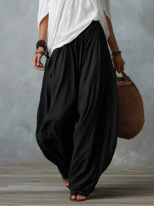 Lena | White Off-the-shoulder Top And Loose-fitting Lantern Pants Set - Helen & Olivia Manhattan