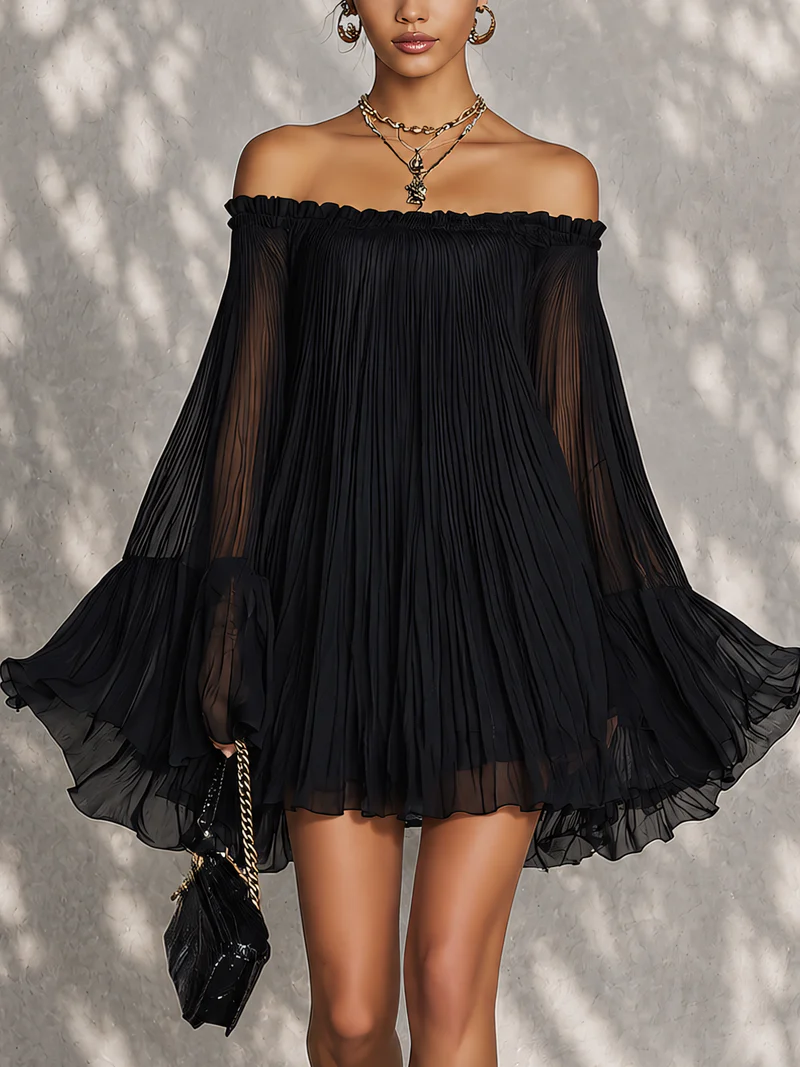 Zelie | Mini Black Ruffle Dress - Helen & Olivia Manhattan