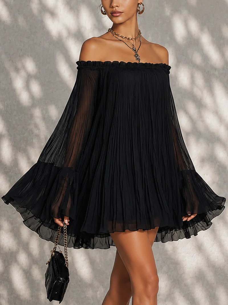 Zelie | Mini Black Ruffle Dress - Helen & Olivia Manhattan