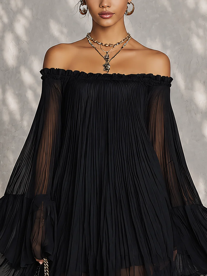 Zelie | Mini Black Ruffle Dress - Helen & Olivia Manhattan