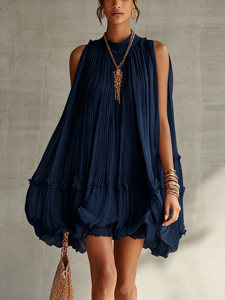 Ocean | Mini Blue Ruffle Dress - Helen & Olivia Manhattan