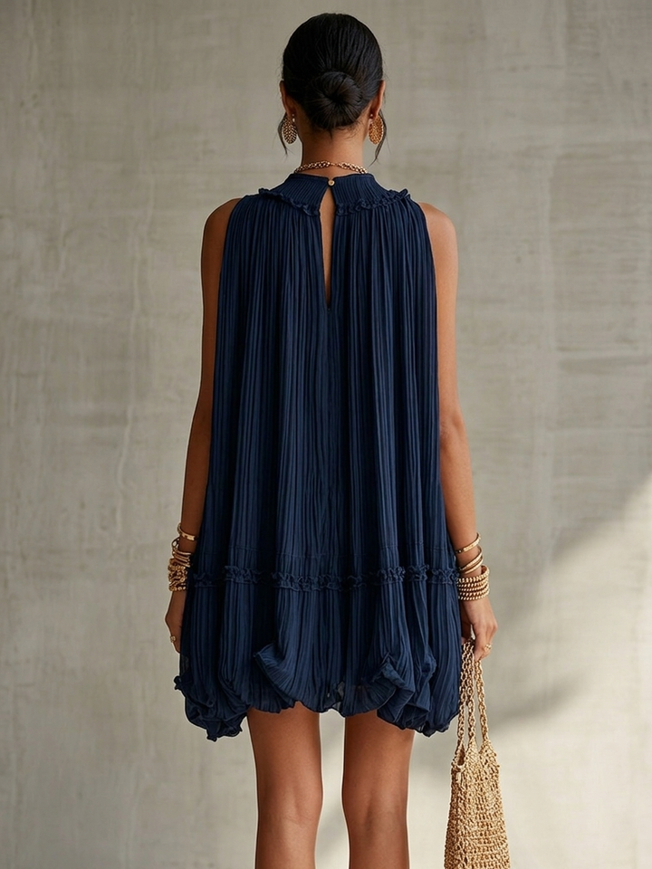 Ocean | Mini Blue Ruffle Dress - Helen & Olivia Manhattan