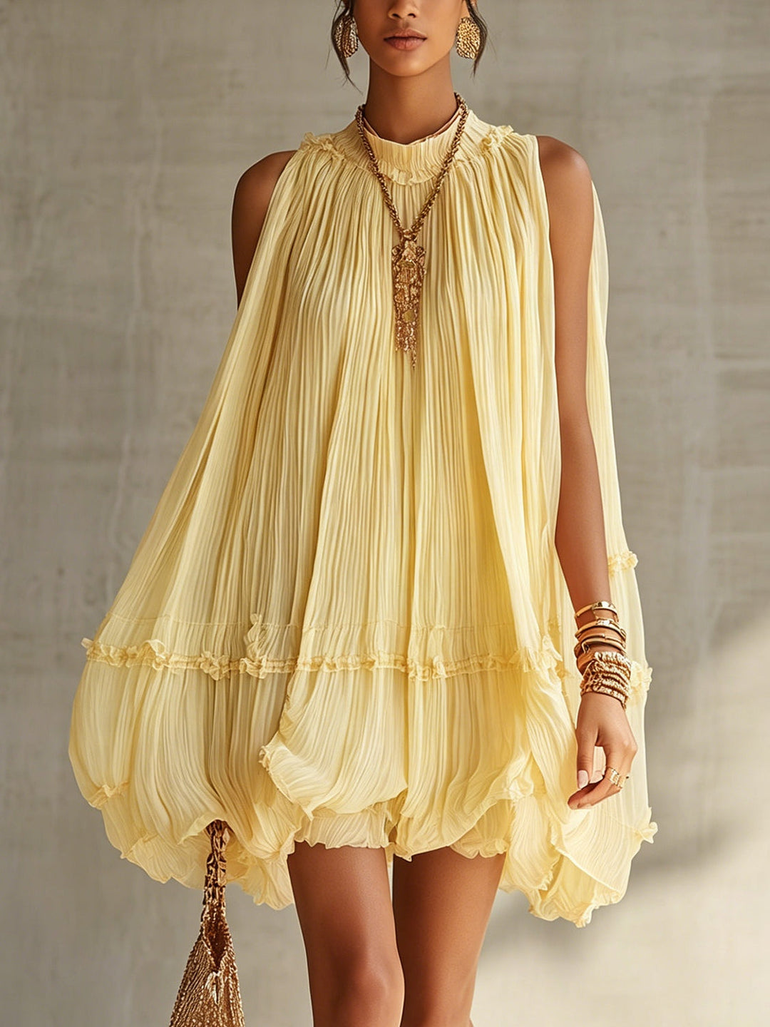 Margaux | Mini Yellow Ruffle Dress - Helen & Olivia Manhattan