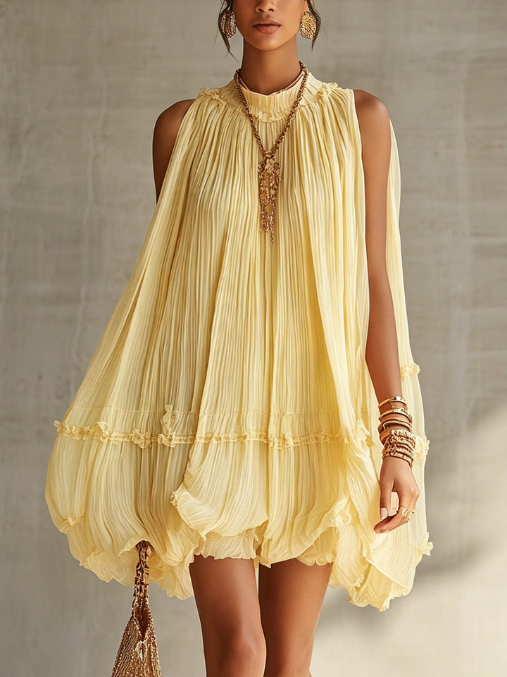 Margaux | Mini Yellow Ruffle Dress - Helen & Olivia Manhattan