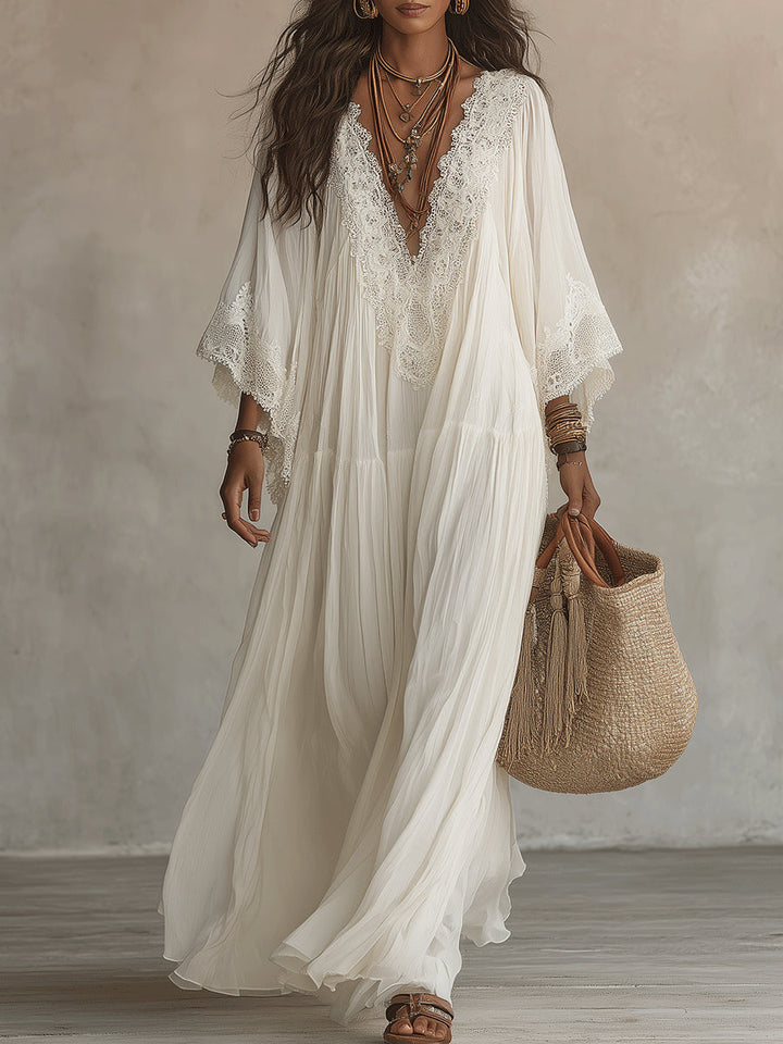Liora | Bohemian Lace Dress - White