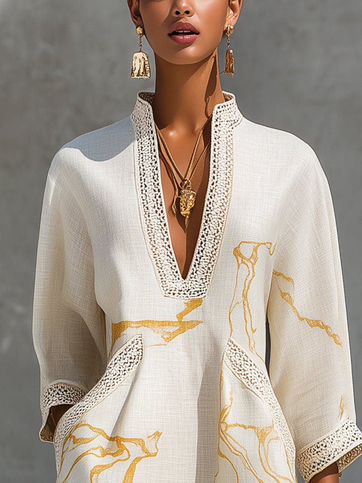 Ivory | Mini Ivory Printed Dress - Helen & Olivia Manhattan