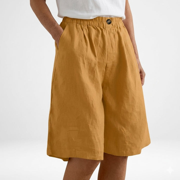 Amberley | Breezy Gamba Larga Linen Shorts with Elastic Waist