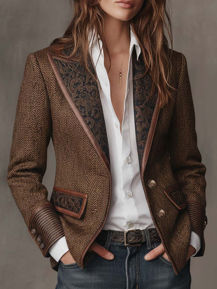Gisele | Chevron-Print Panel Blazer