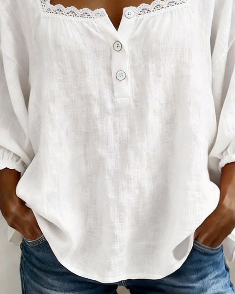 Cheryl | Blouse in Lace with Sleeves a Sbuffo