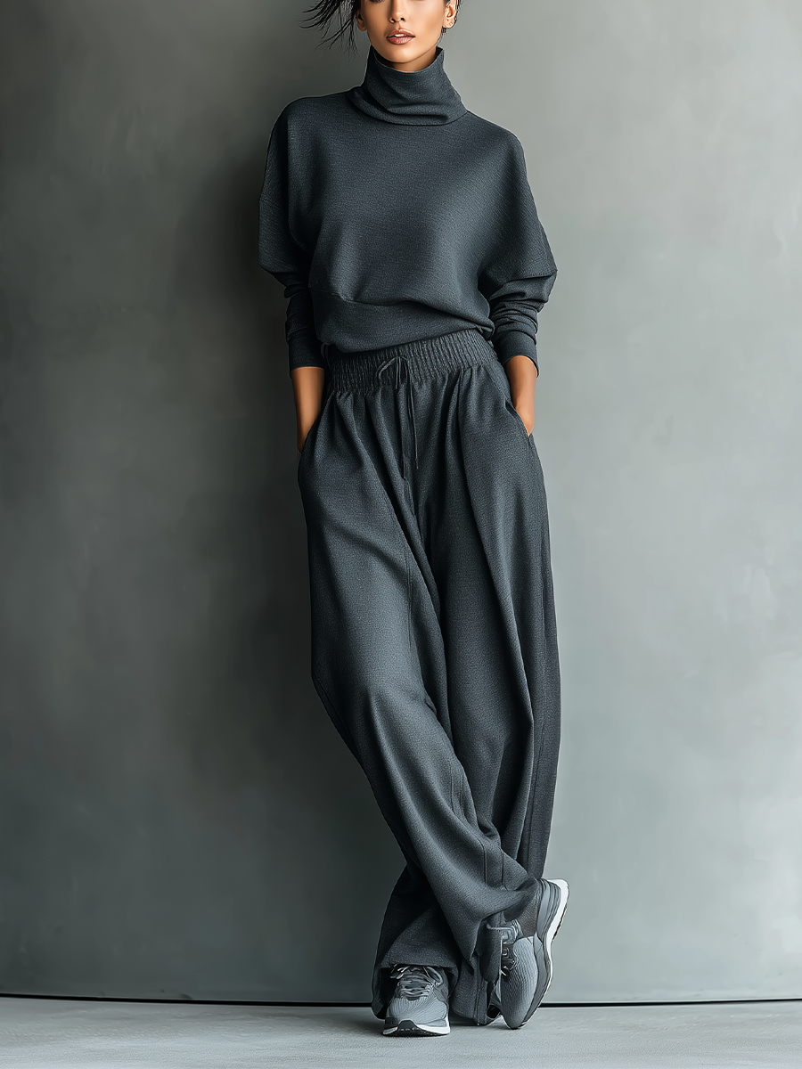 Strick Ensemble Weite Hose - Kohlenstoff
