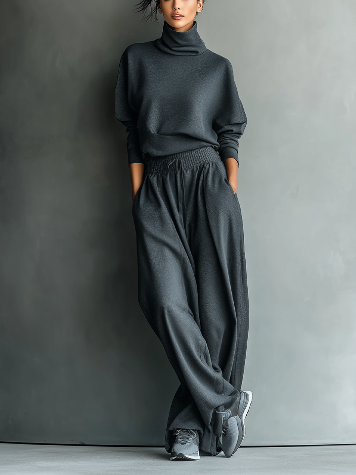 Strick Ensemble Weite Hose - Kohlenstoff