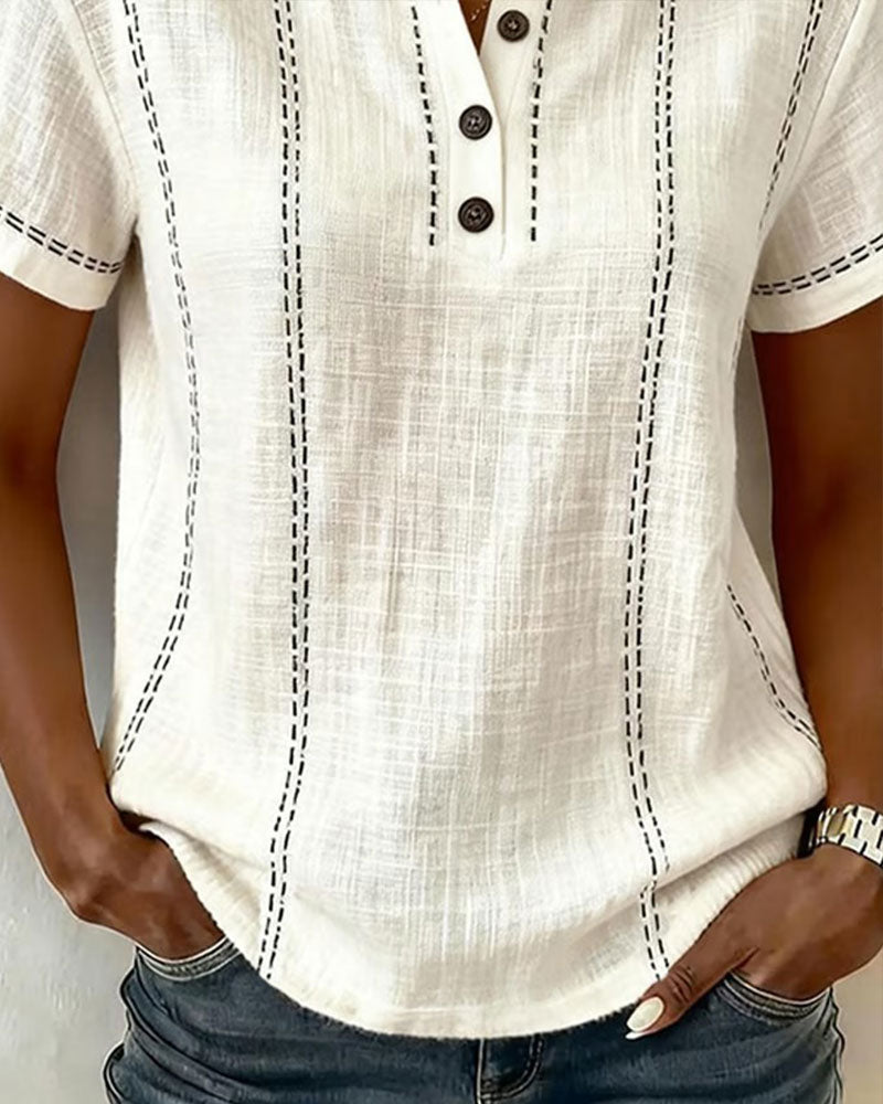 Linda | Casual Button V-Neck Knitstta