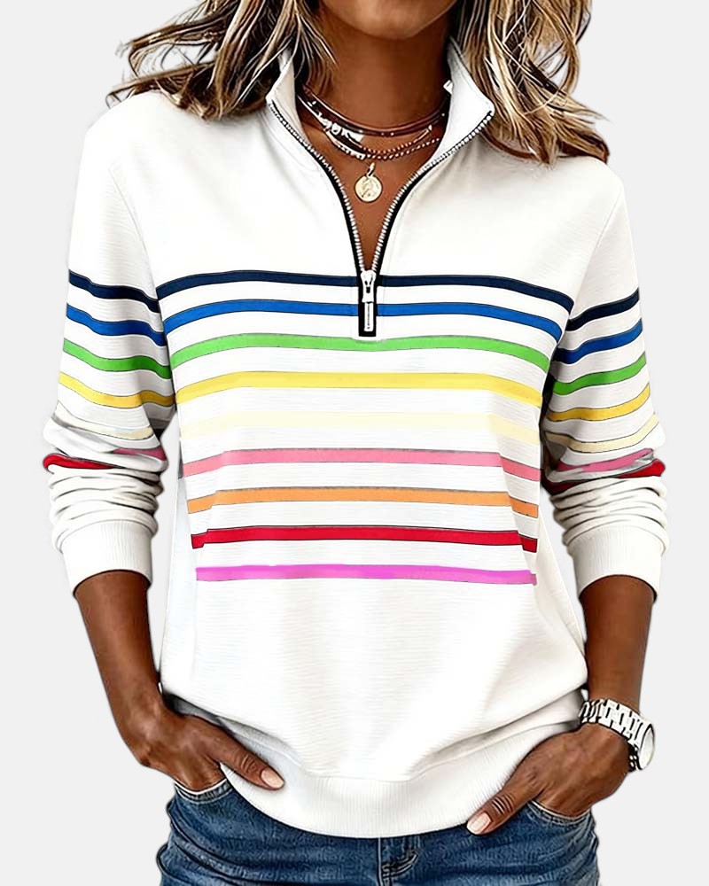 Irene | Comfort Striped Sweater - Red