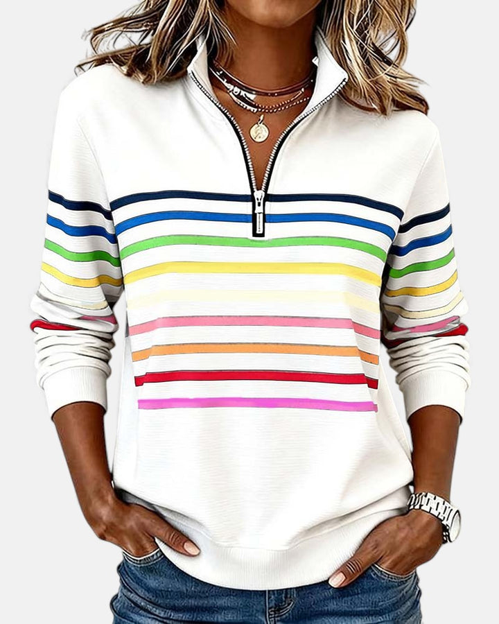 Irene | Comfort Striped Sweater - Red