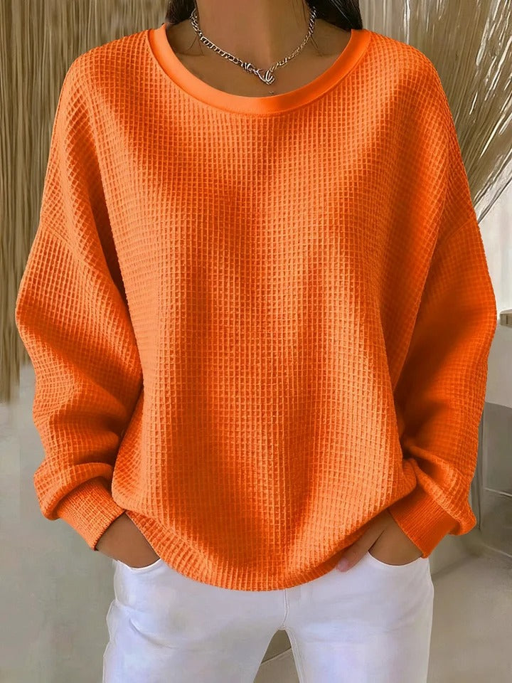 Nyla | Relaxed Waffle Sweater - Black