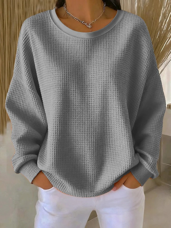Nyla | Relaxed Waffle Sweater - Red