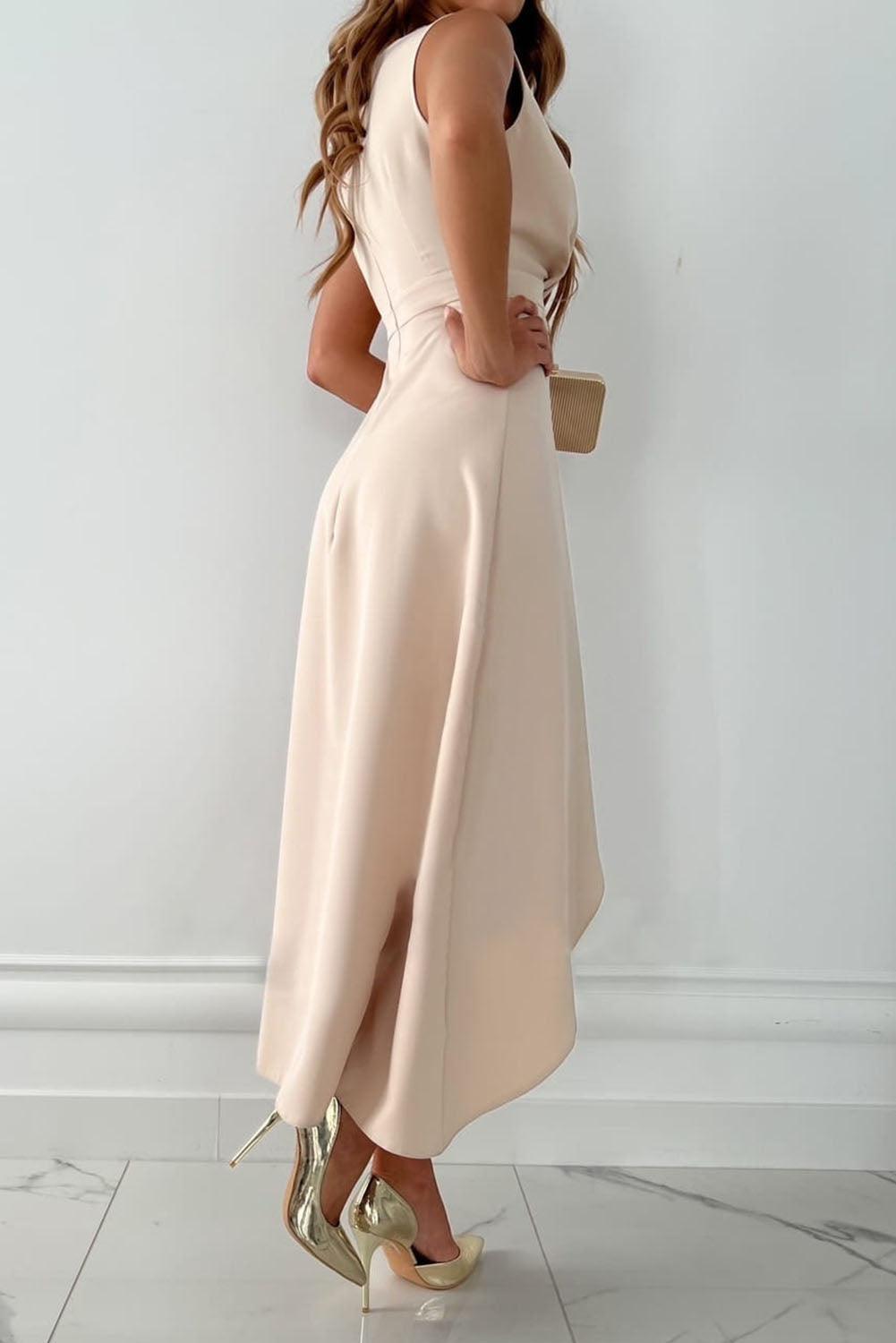 Midi Wrap Dress with V-Neck