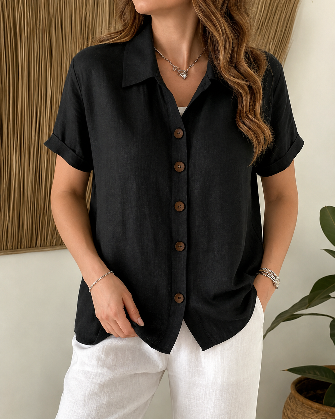 Barrine | Relaxed Button Linen Blouse