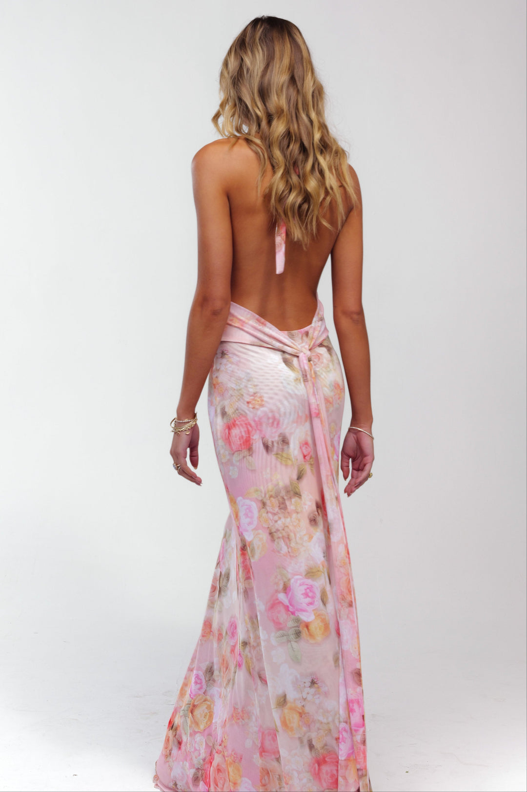 Ariadne | Dress Maxi Floral with Collo Halter & Schiena Scoperta