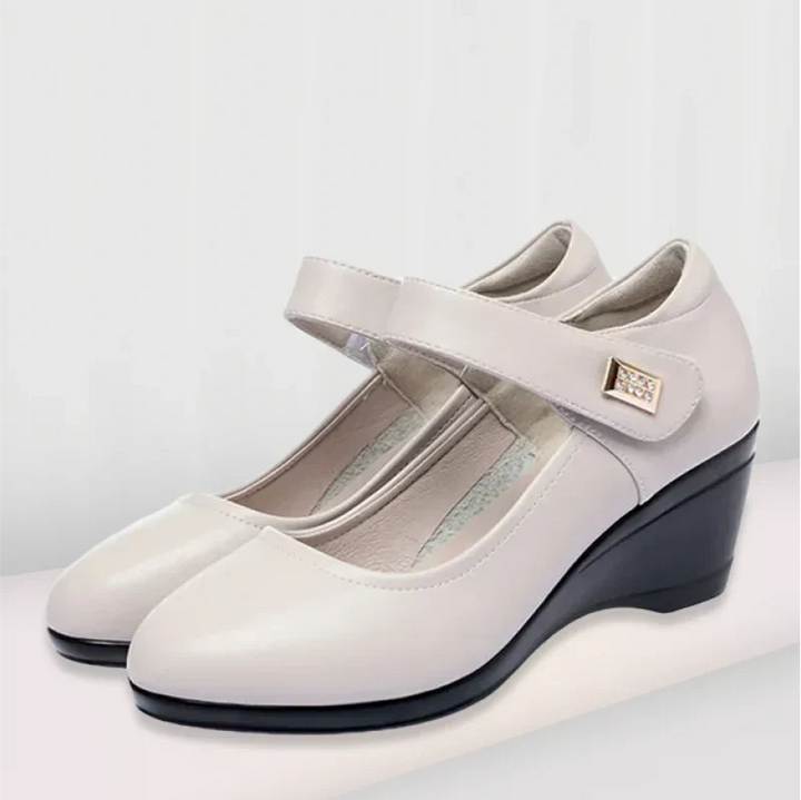 Camila Comfort Leather Support Shoes - Grey