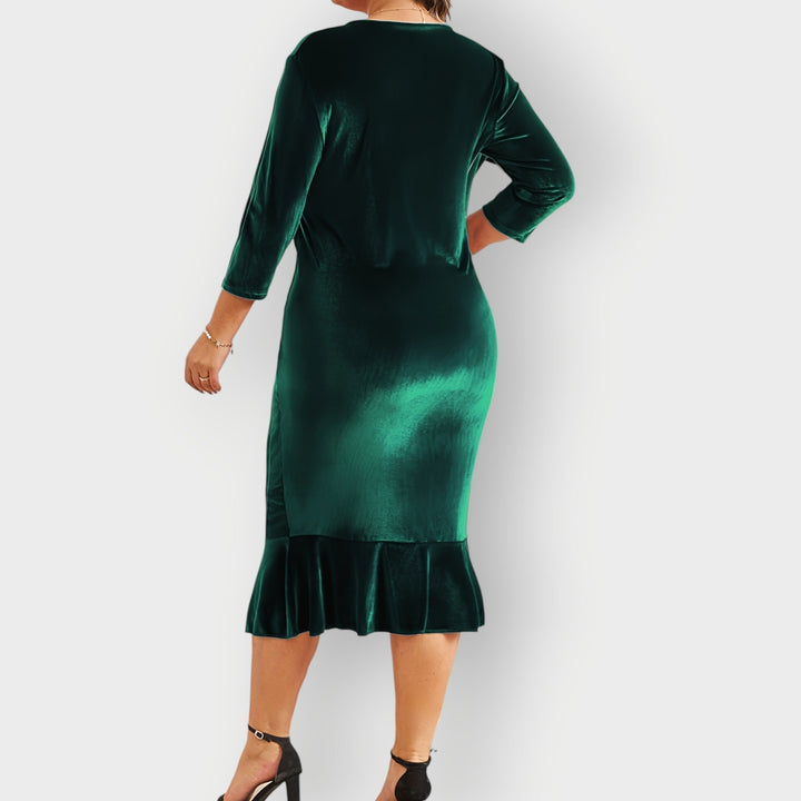 Vaerine | Dress Midi in Velvet with Balze
