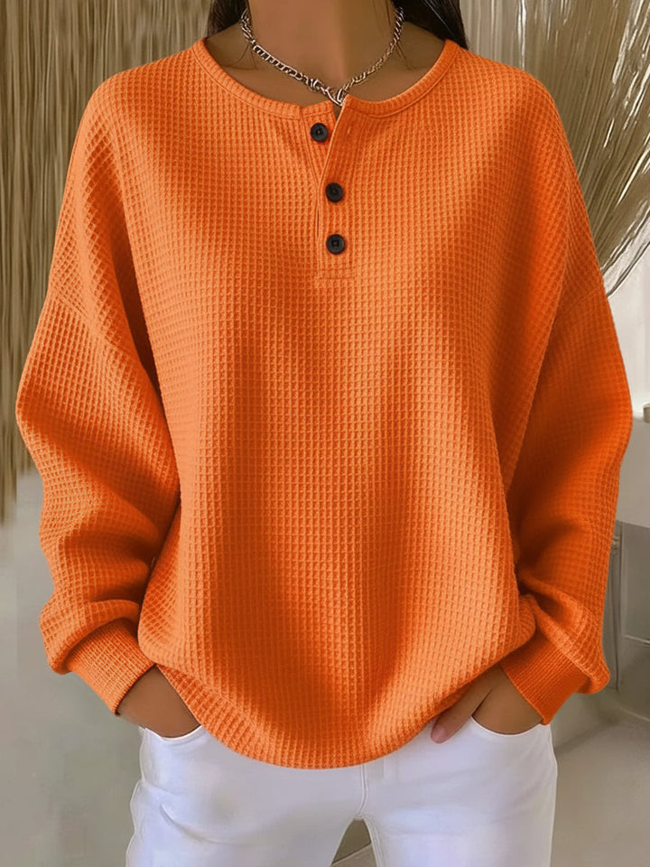 Mirabel | Round Neck Waffle Sweater - White