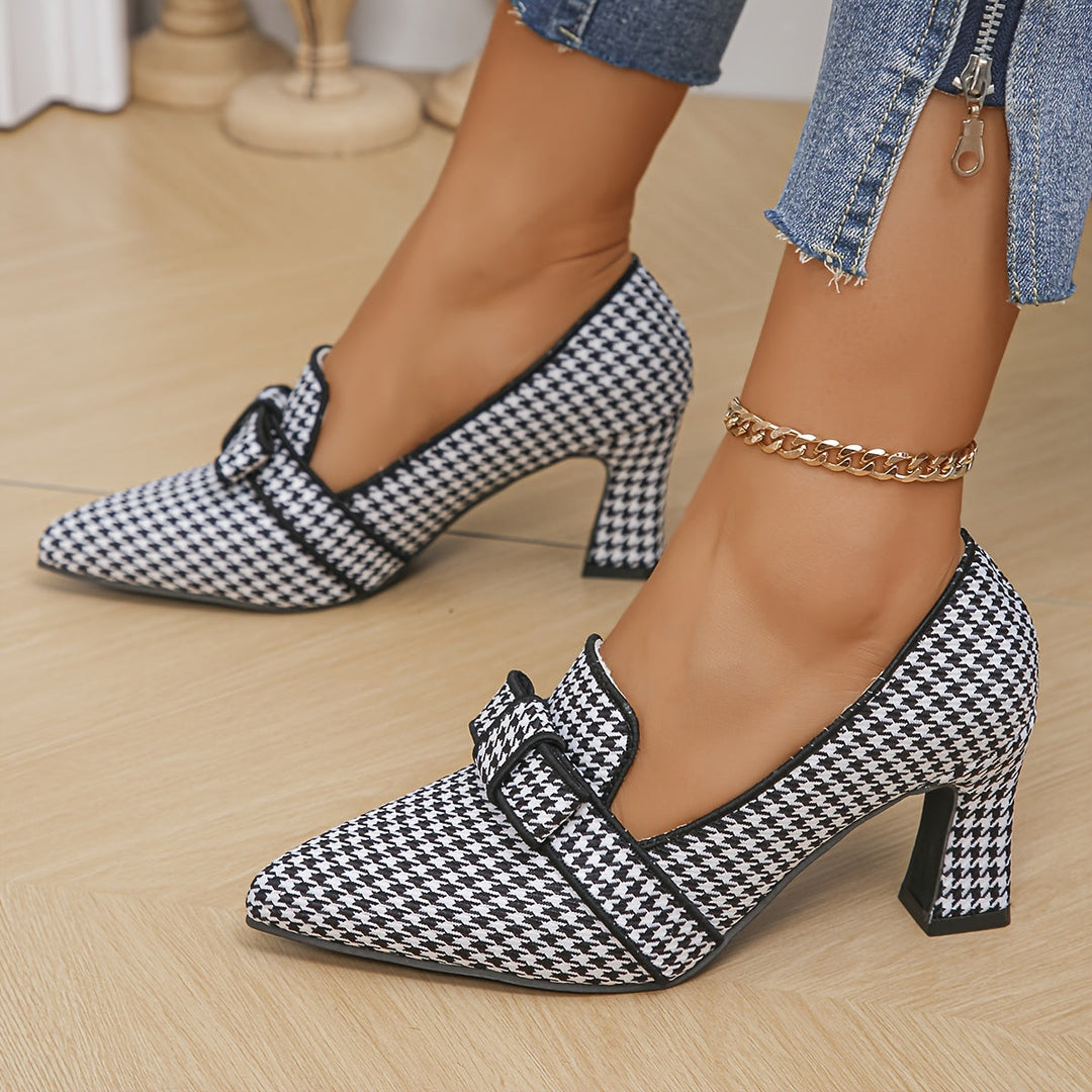 Emara | Classic Houndstooth Heels - 