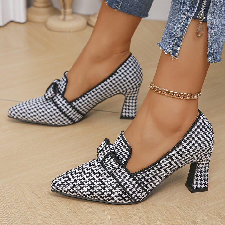Emara | Classic Houndstooth Heels - 
