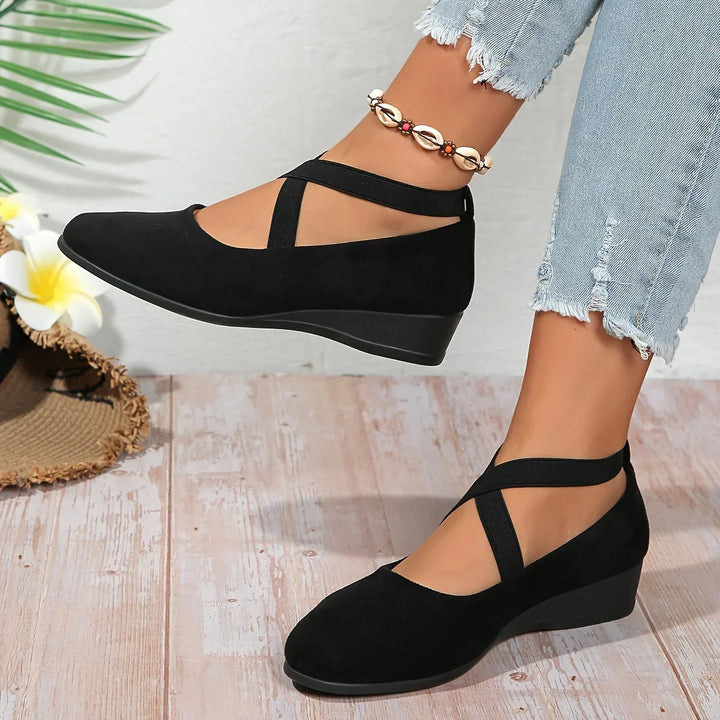 Delphine | Comfort Wedge Ballet Flats - Blue