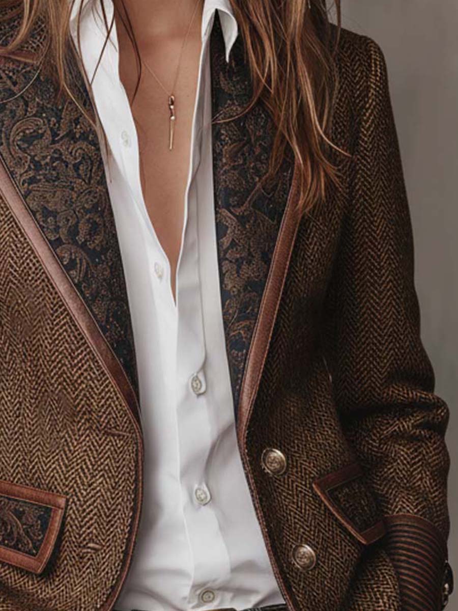 Gisele | Chevron-Print Panel Blazer