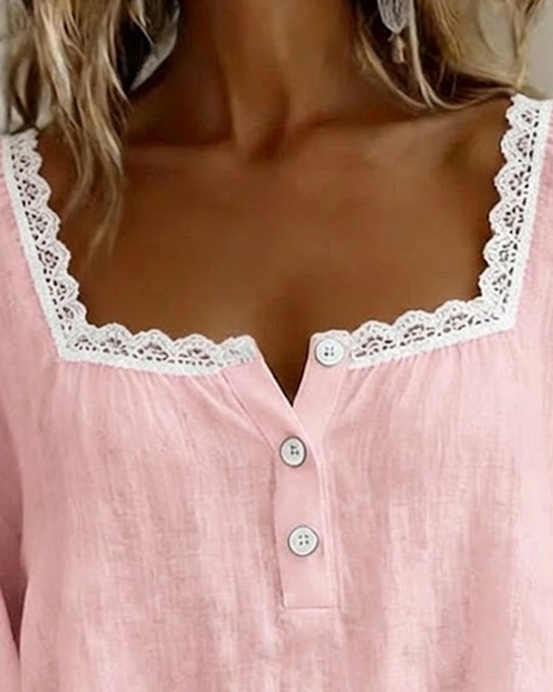 Cheryl | Blouse in Lace with Sleeves a Sbuffo