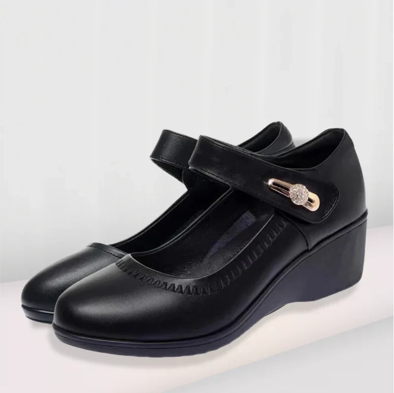Camila Comfort Leather Support Shoes - Black