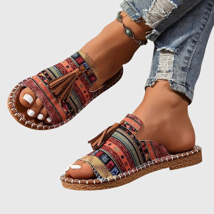 Nathalie | Boho Pompon Sandals