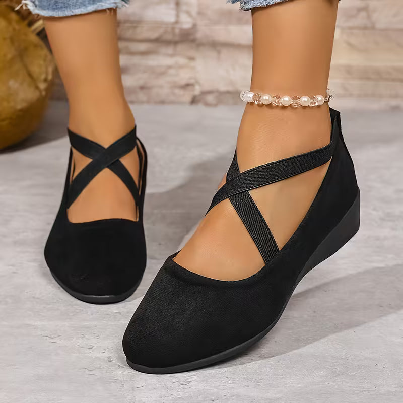 Delphine | Comfort Wedge Ballet Flats - Apricot