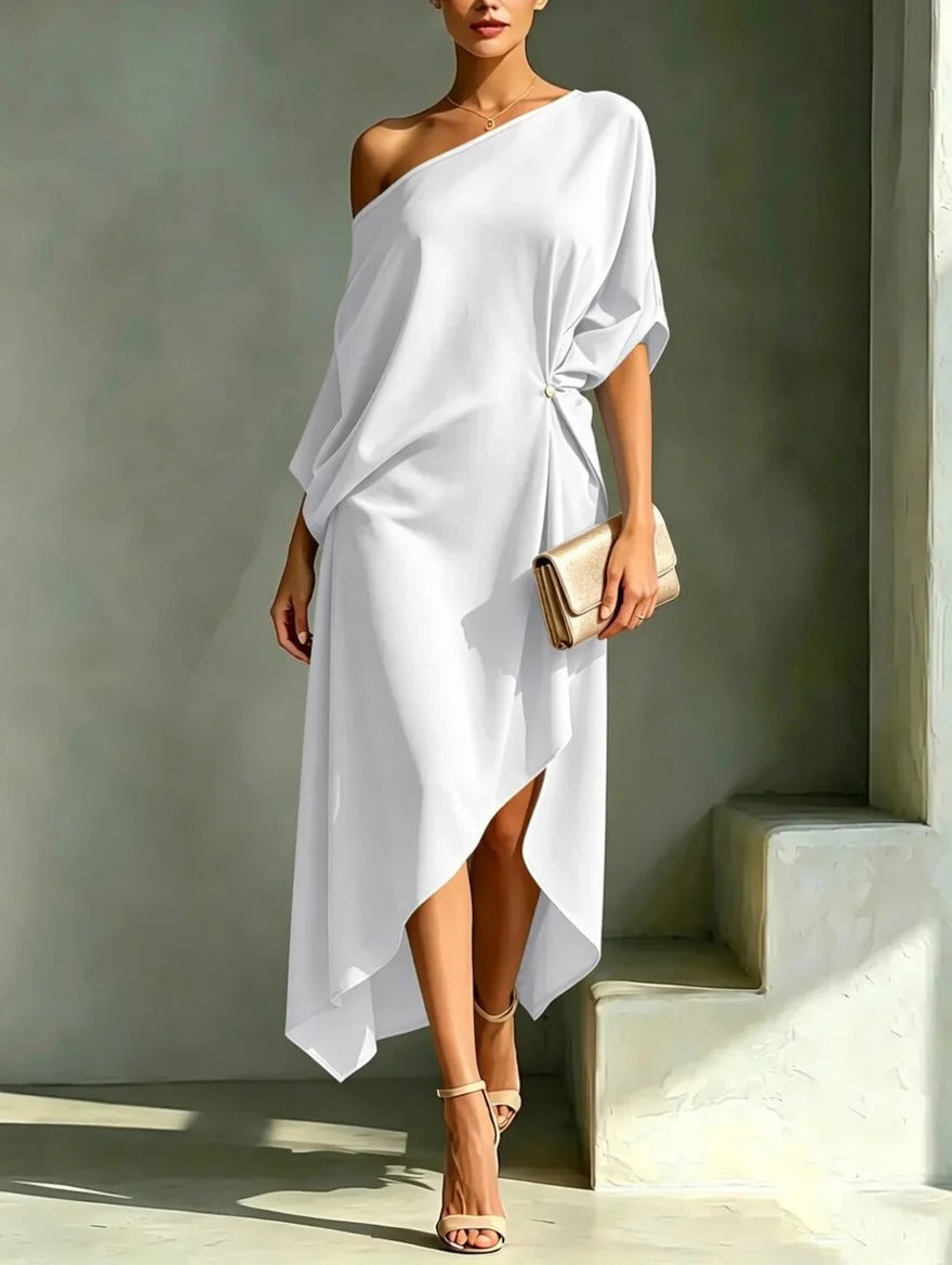 Rowena | Timeless Asymmetric Midi Dress