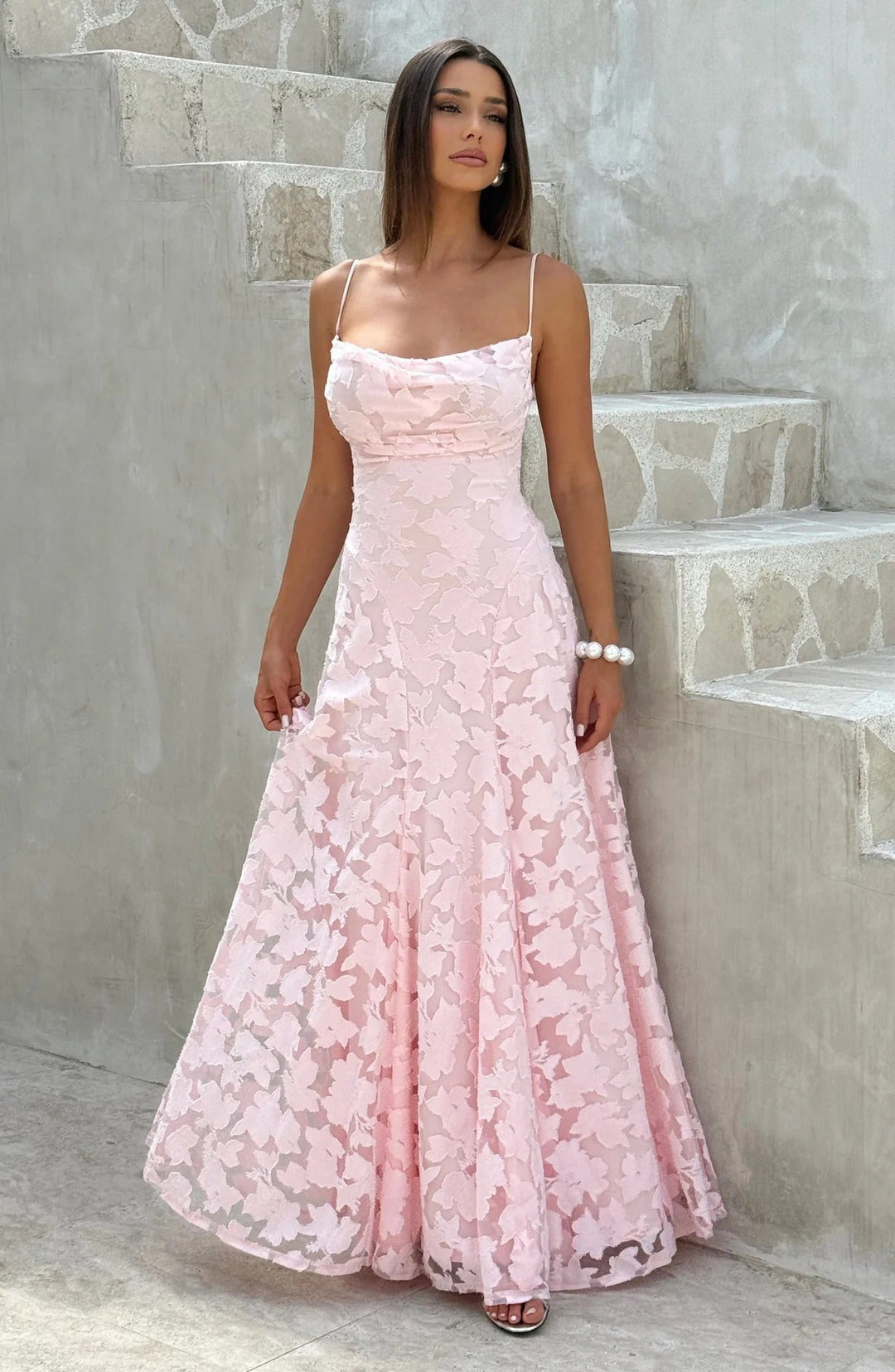 Briar | Dress Maxi in Lace Floral a Linea ad Un