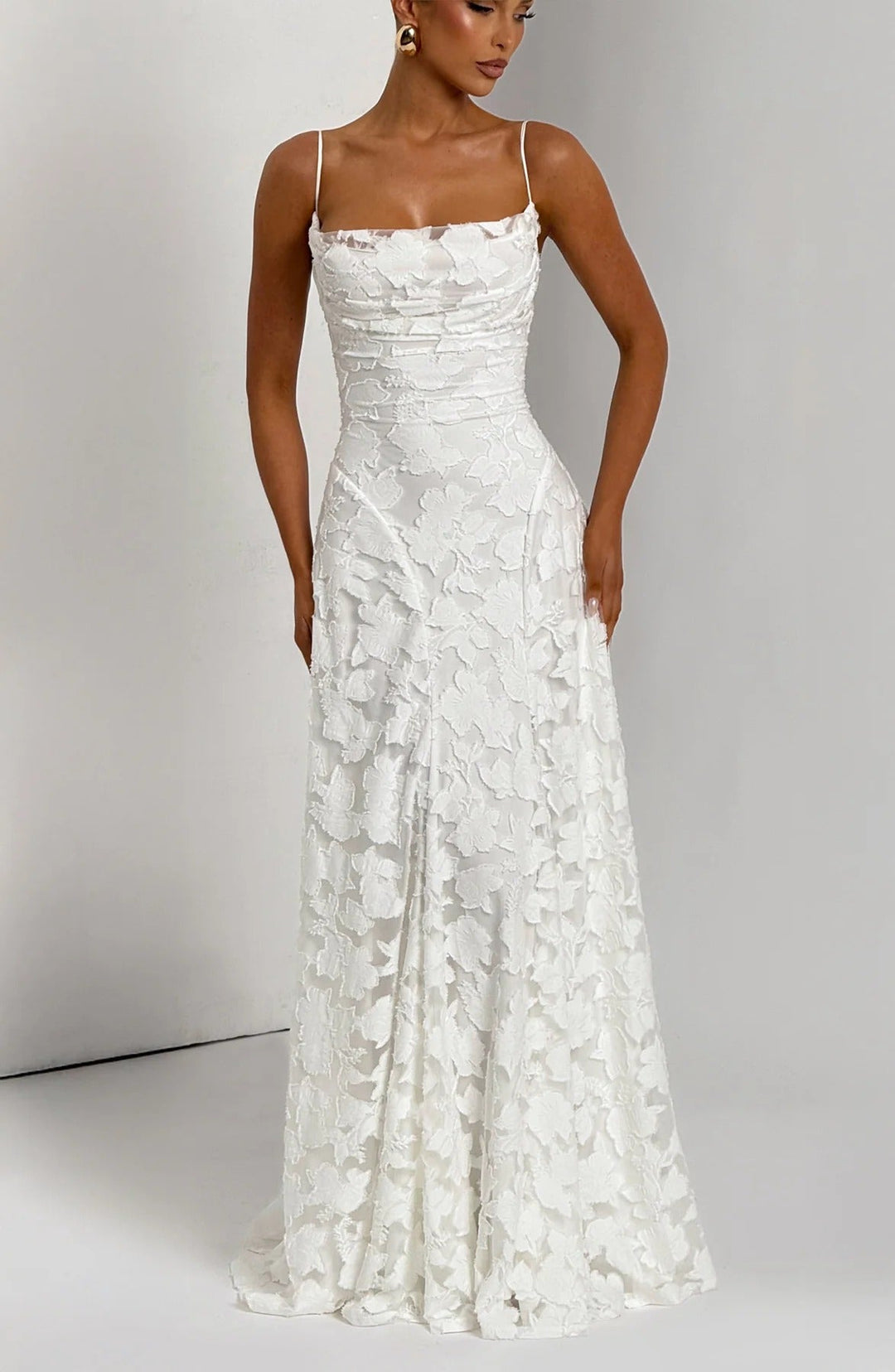 Briar | Dress Maxi in Lace Floral a Linea ad Un