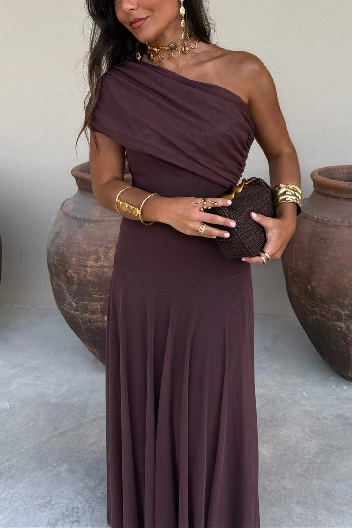 Brittany | Dress Maxi One-Shoulder Drappeggiato