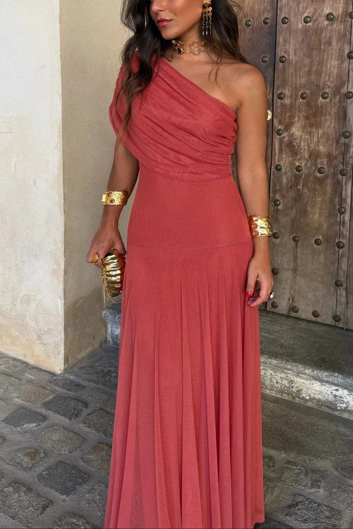 Brittany | Dress Maxi One-Shoulder Drappeggiato