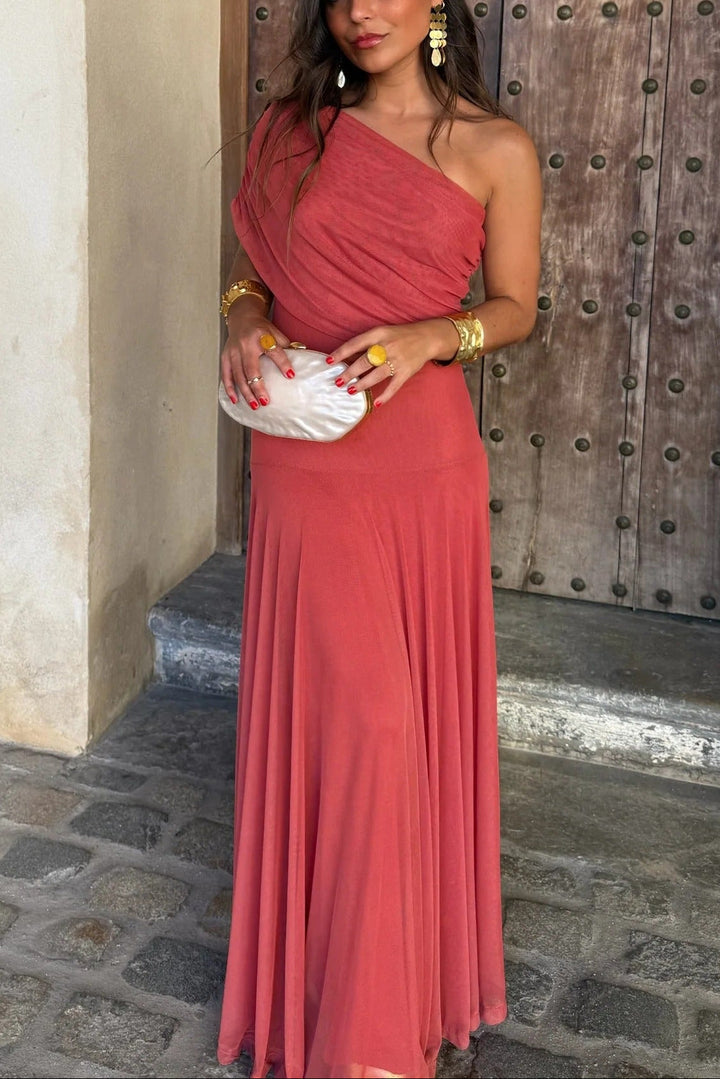 Brittany | Dress Maxi One-Shoulder Drappeggiato