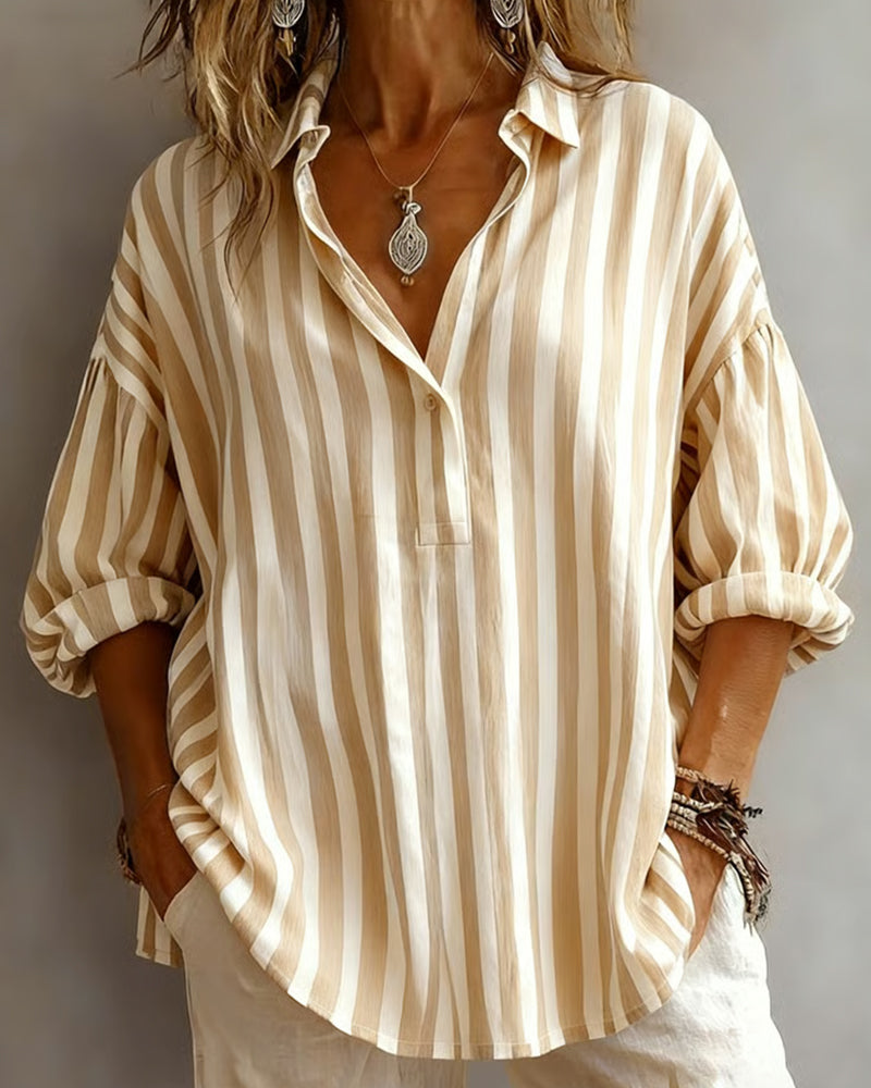 Deborah | Blouse Wide Striped with Collar