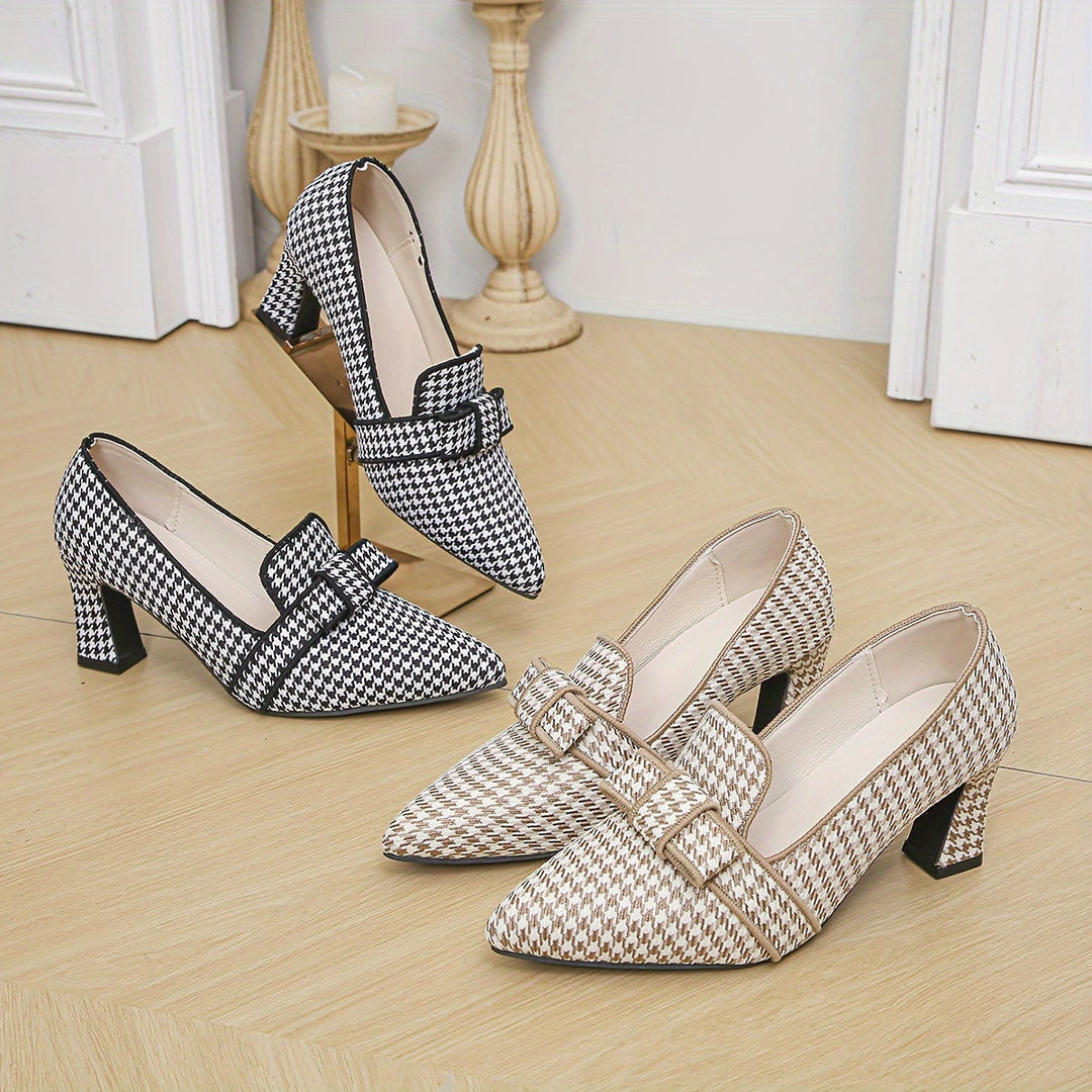 Emara | Classic Houndstooth Heels - 