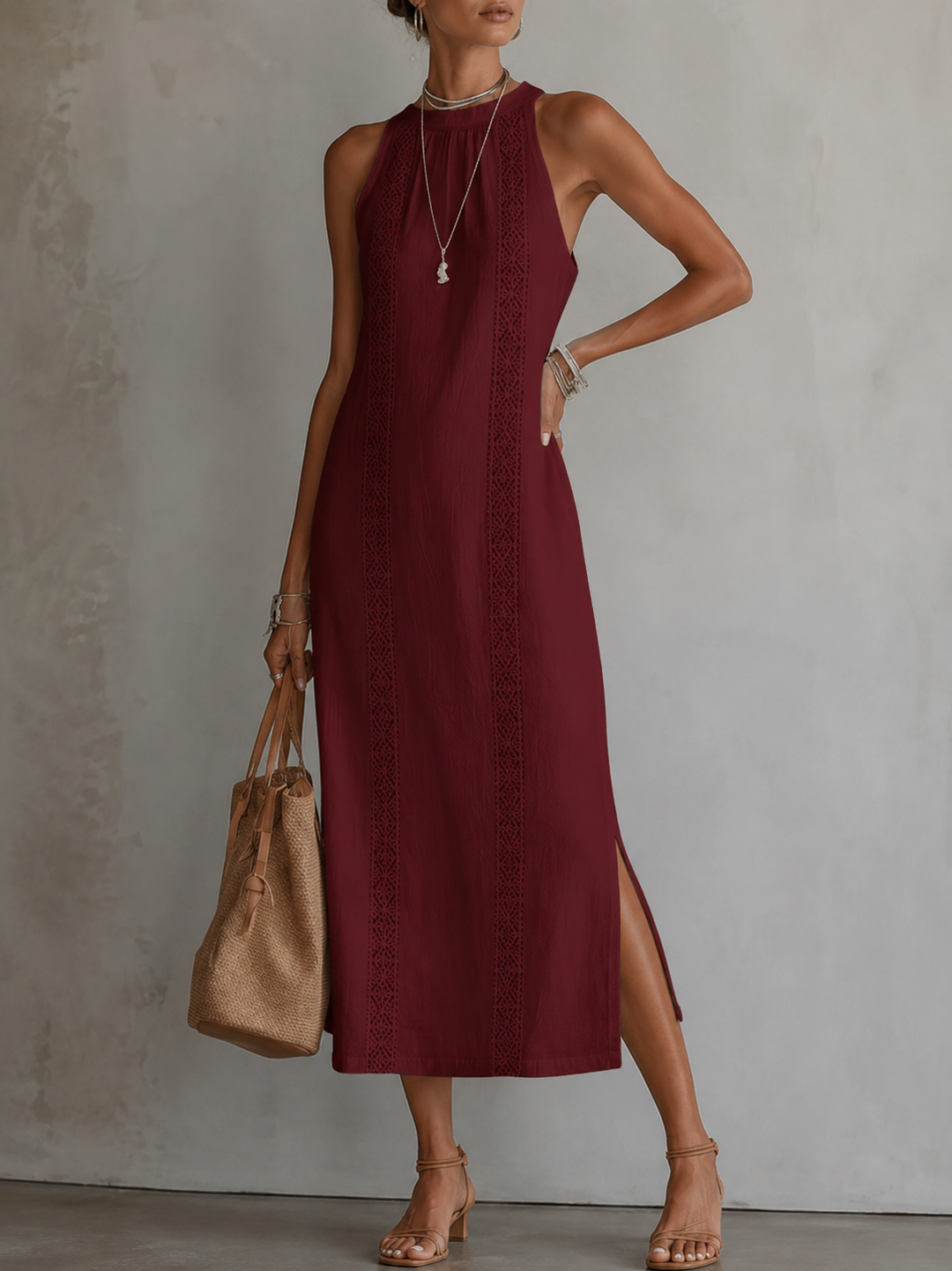 Marit | Luftiges bauchkaschierendes besticktes Kleid mit Taschen - 