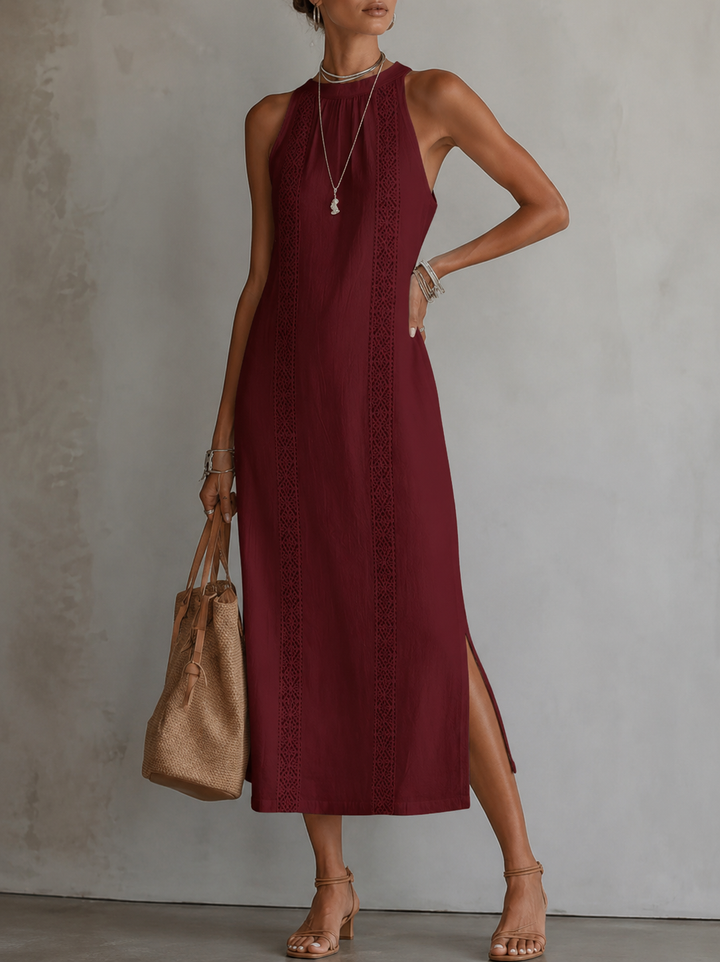 Marit | Luftiges bauchkaschierendes besticktes Kleid mit Taschen - 
