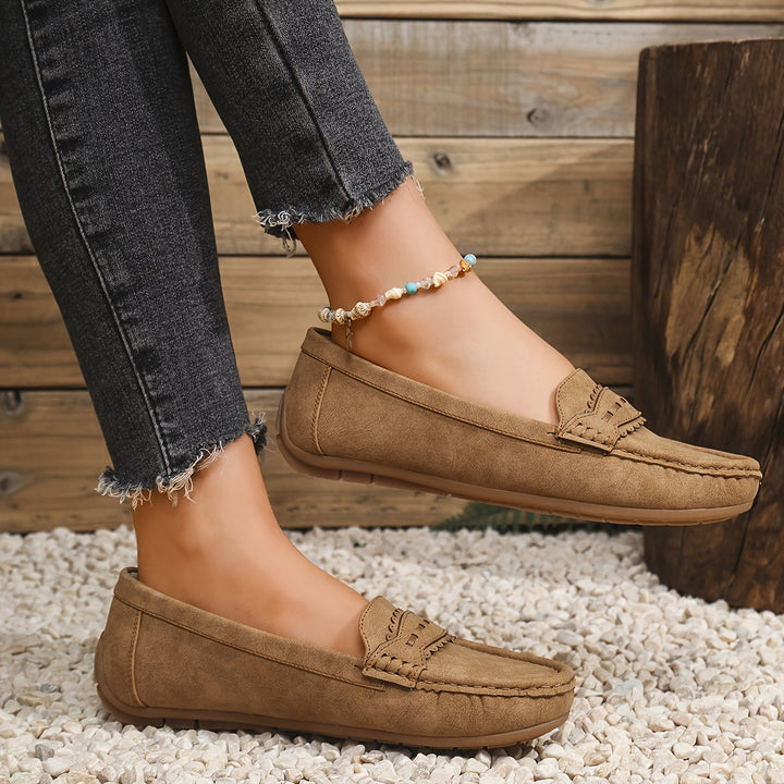 Marie | Scalloped Faux-Suede Loafers