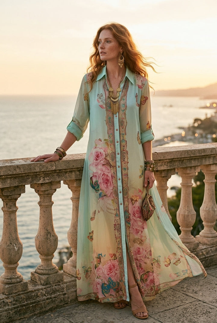 Lark | Maxi Dress in Chiffon Green Mint