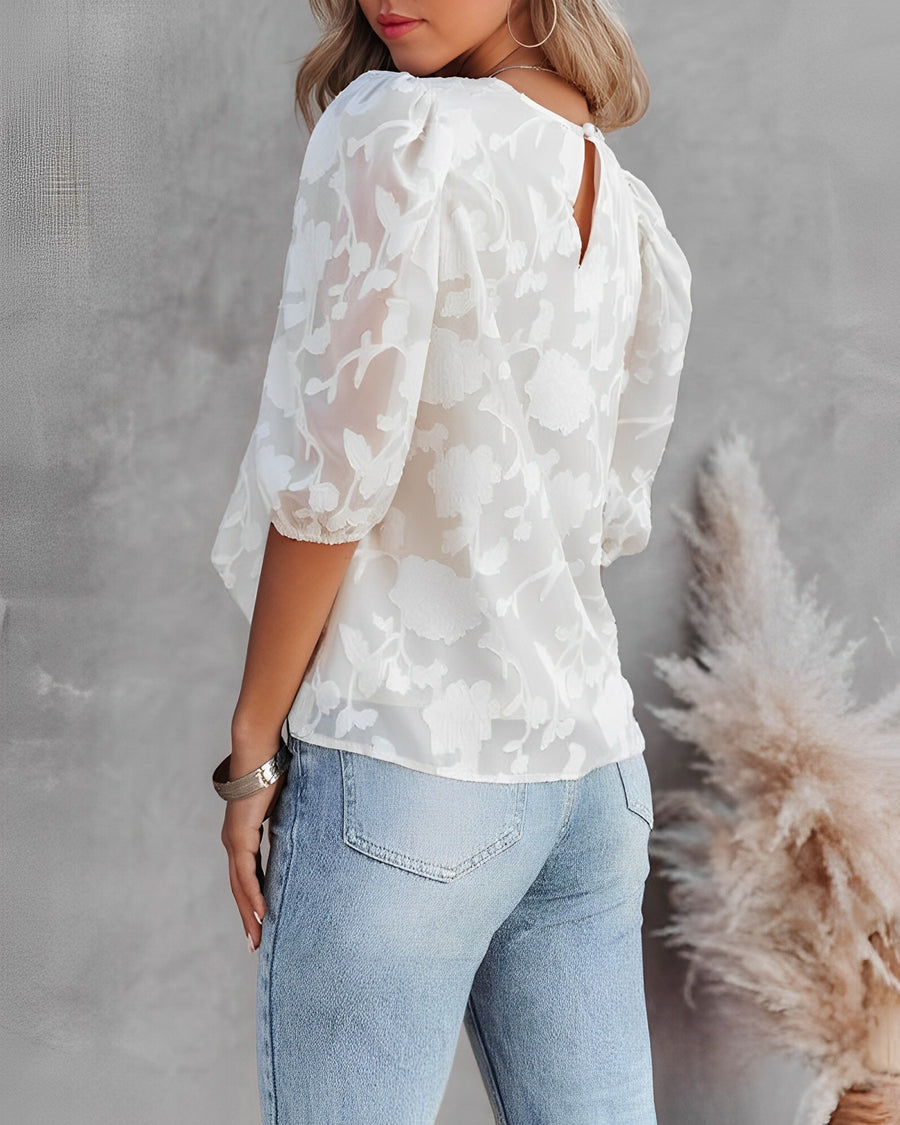 Mali | Textured Sleeve Balloon Blouse